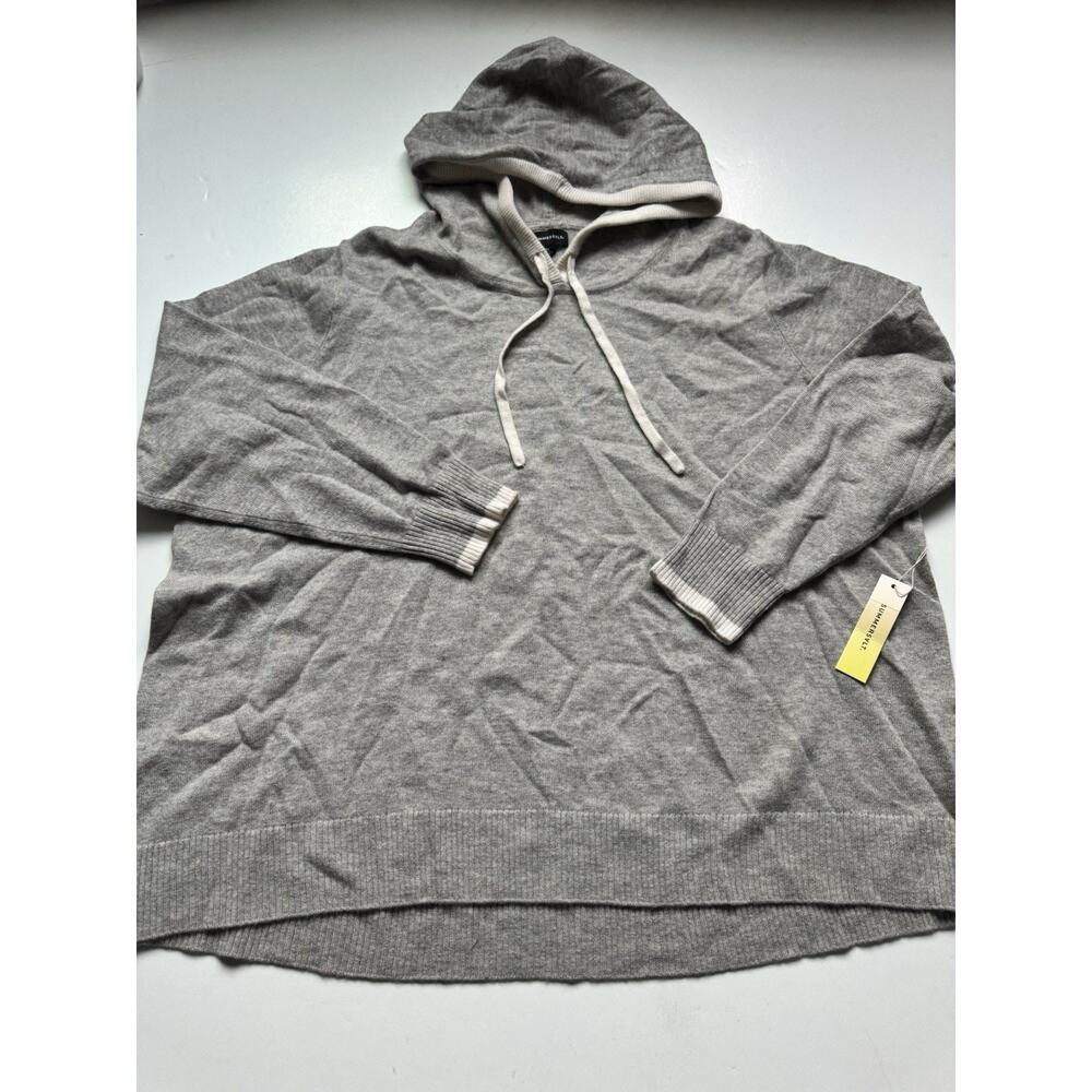 Summersalt Womens Merino Wool Cashmere Hoodie Sweater size 1XL Gray Pullover Nwt